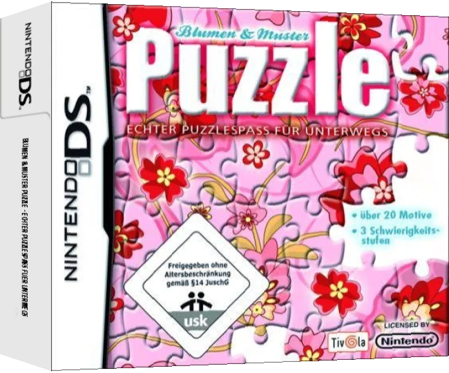 Blumen & Muster Puzzle - Echter Puzzlespass fuer Unterwegs — box-3D (DE)
