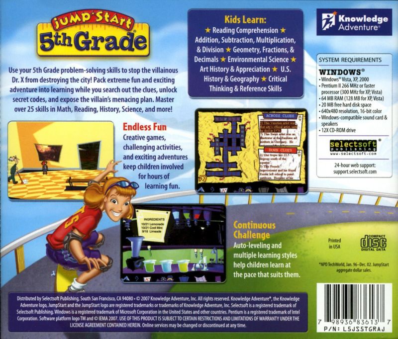 JumpStart Adventures 5th Grade: Jo Hammet, Kid Detective — box-2D-back (US)