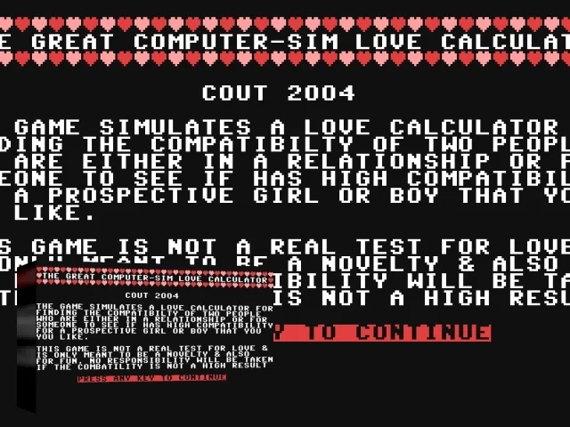 The Great Computer-Sim Love Calculator — mixrbv2 (WOR)