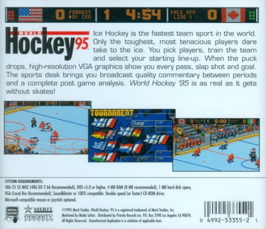 World Hockey '95 — box-2D-back (CUS)
