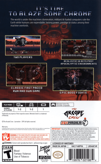 Blazing Chrome — box-2D-back (US)