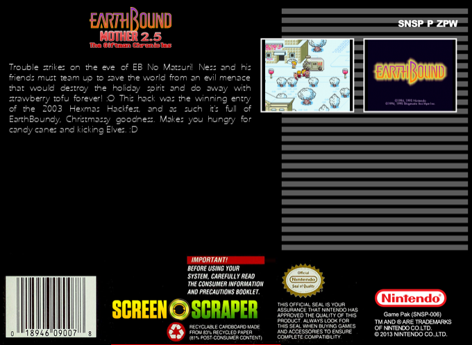 Earthbound : Mother 2.5 - The Giftman Chronicles — box-2D-back (SS)