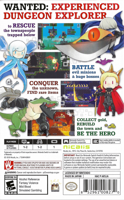 Dungreed — box-2D-back (US)