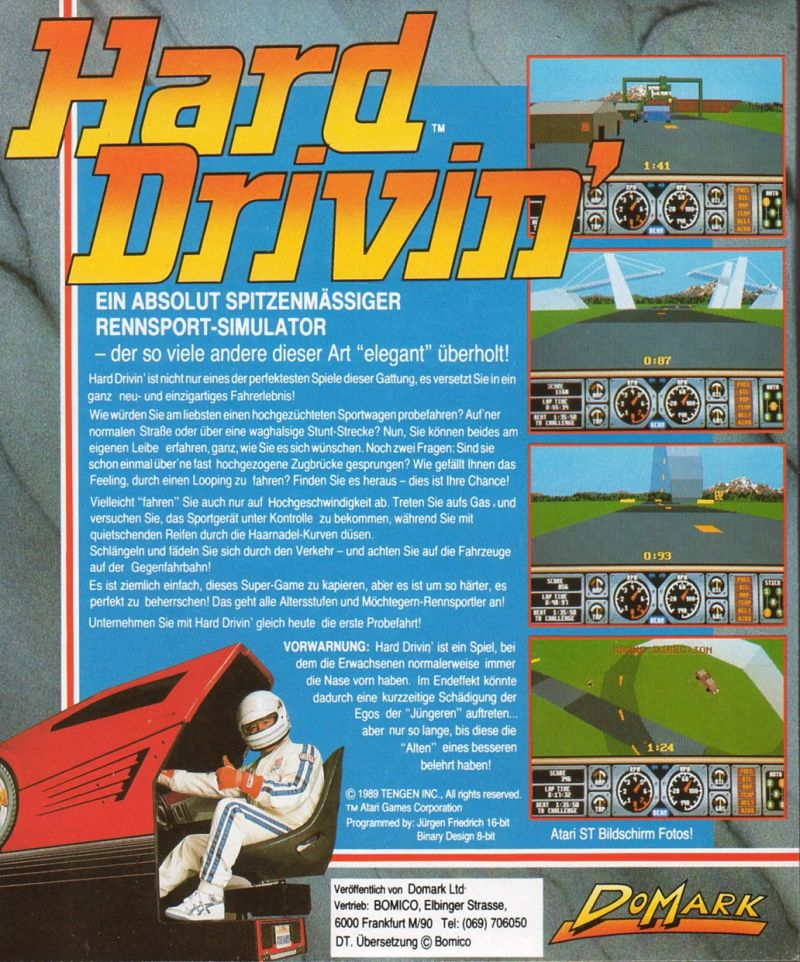 Hard Drivin' — box-2D-back (EU)