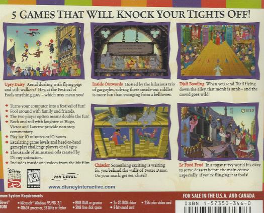 Disney's The Hunchback of Notre Dame: 5 Topsy Turvy Games — box-2D-back (US)