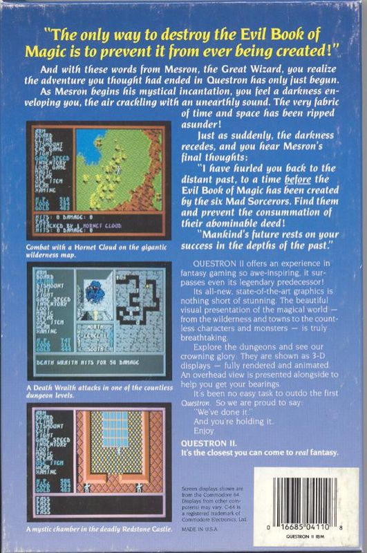 Questron 2 — box-2D-back (US)
