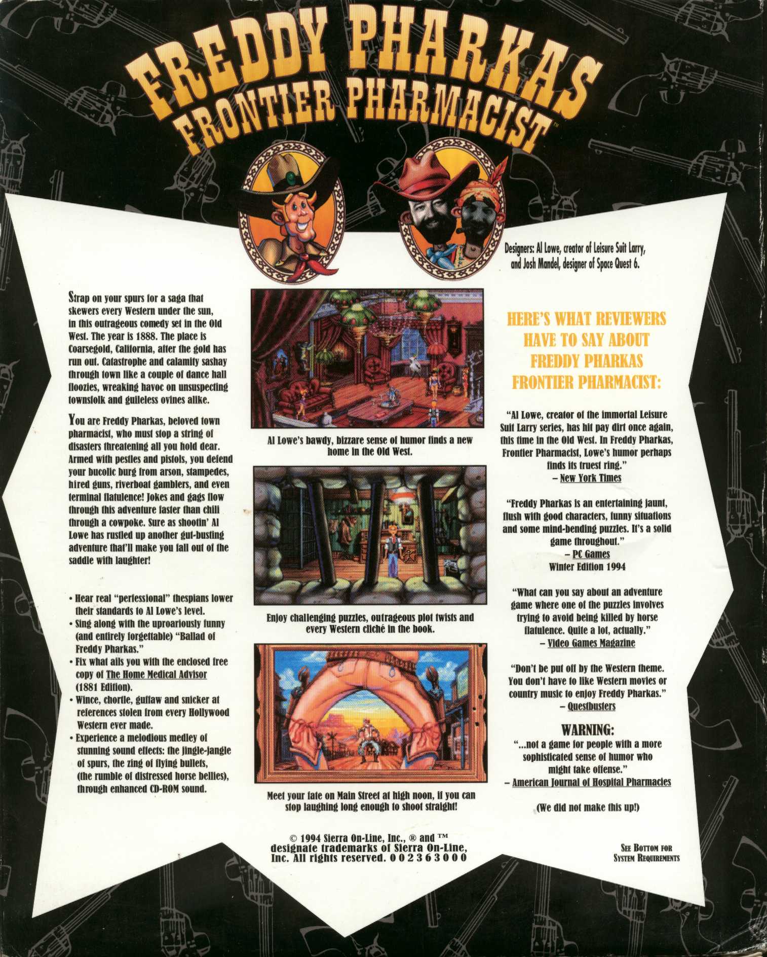 Freddy Pharkas: Frontier Pharmacist — box-2D-back (UK)