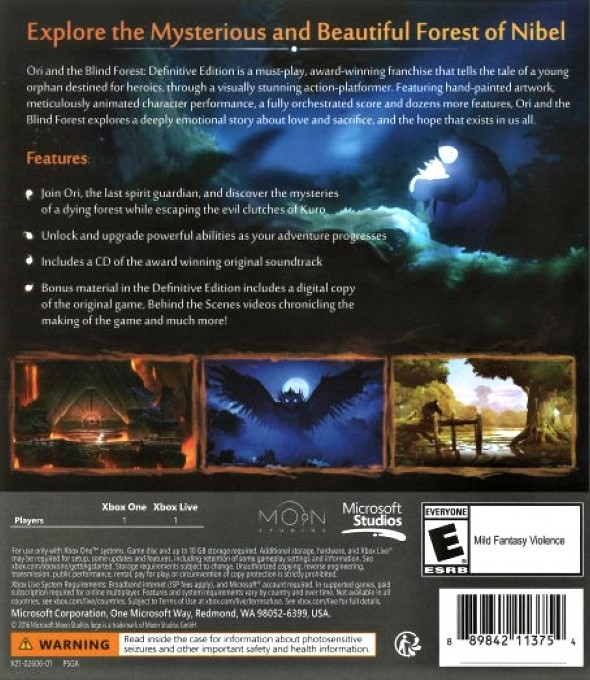 Ori and the Blind Forest — box-2D-back (US)