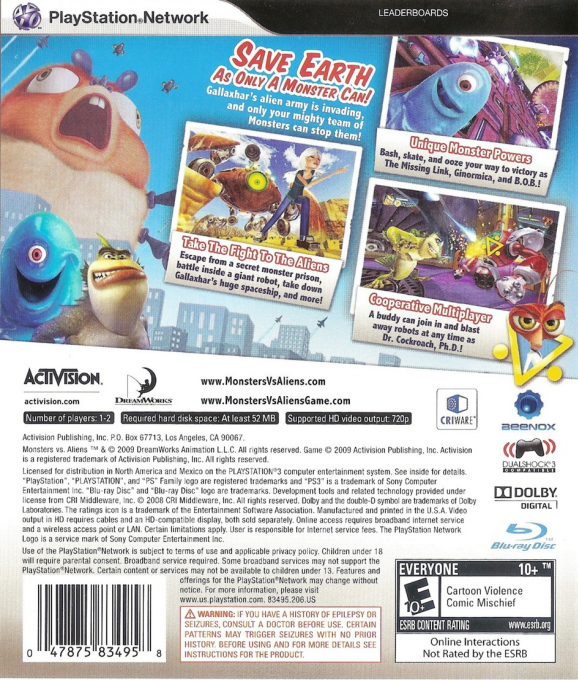 Monsters vs. Aliens — box-2D-back (US)