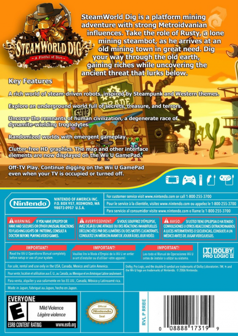 Steamworld Dig - A Fistful Of Dirt — box-2D-back (US)