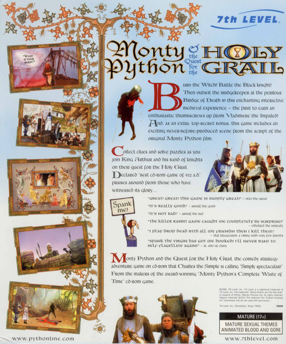 Monty Python and the Quest for the Holy Grail — box-2D-back (US)