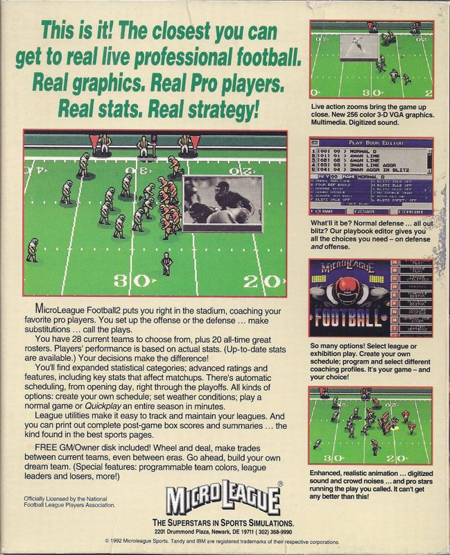 Microleague Football 2 — box-2D-back (US)
