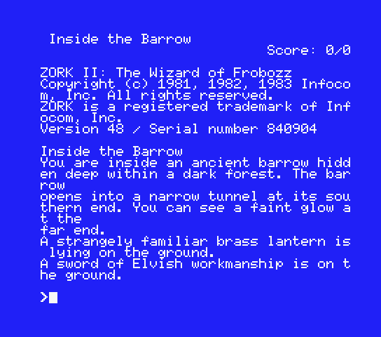 Zork 2 - The Wizard Of Frobozz — ss (EU)
