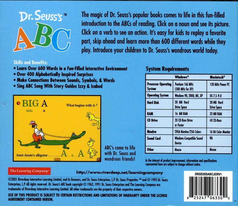 Dr. Seuss's ABC — box-2D-back (WOR)
