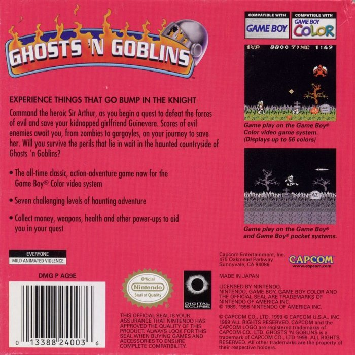 Ghosts 'n Goblins — box-2D-back (US)