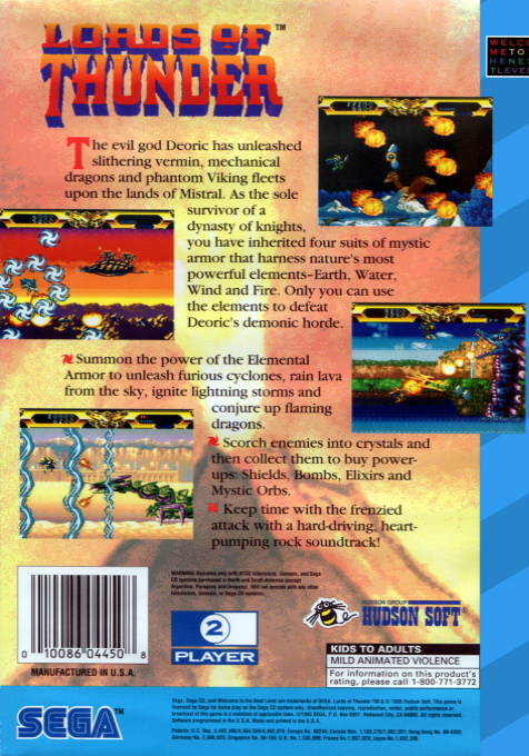 Lords of Thunder — box-2D-back (US)