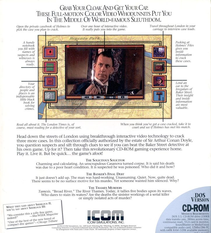 Sherlock Holmes - Consulting Detective Volume 3 — box-2D-back (US)