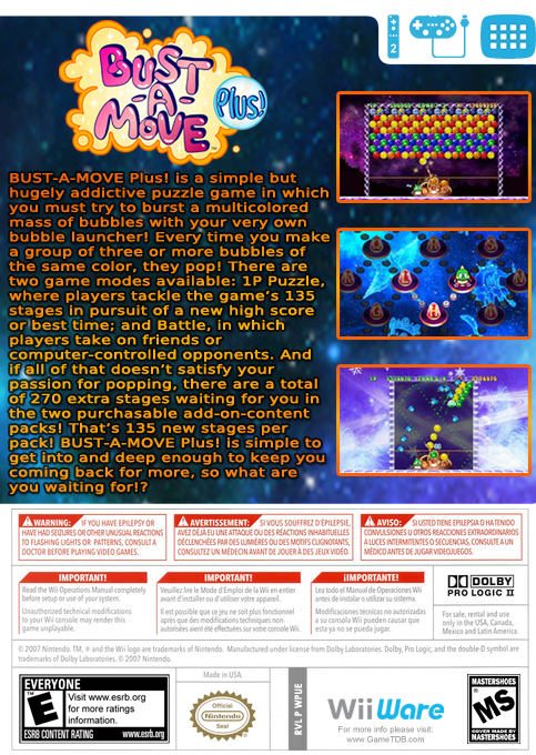Puzzle Bobble Plus! — box-2D-back (US)