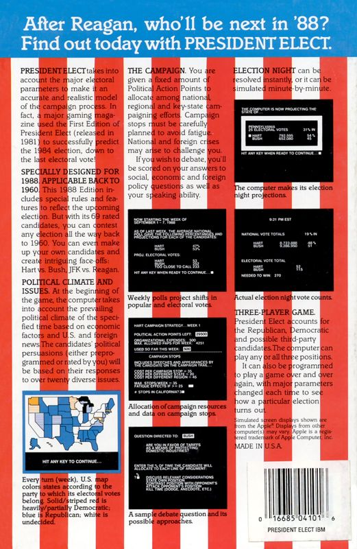 President Elect - 1988 Edition — box-2D-back (US)