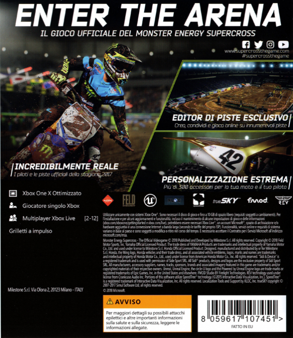 Monster Energy Supercross: The Official Videogame — box-2D-back (IT)