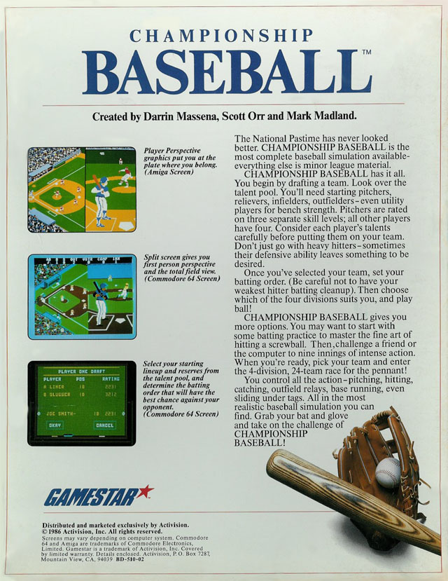 Championship Baseball — box-2D-back (EU)
