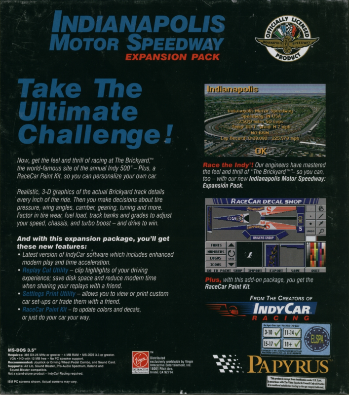 Indianapolis Motor Speedway Expansion Pack — box-2D-back (EU)
