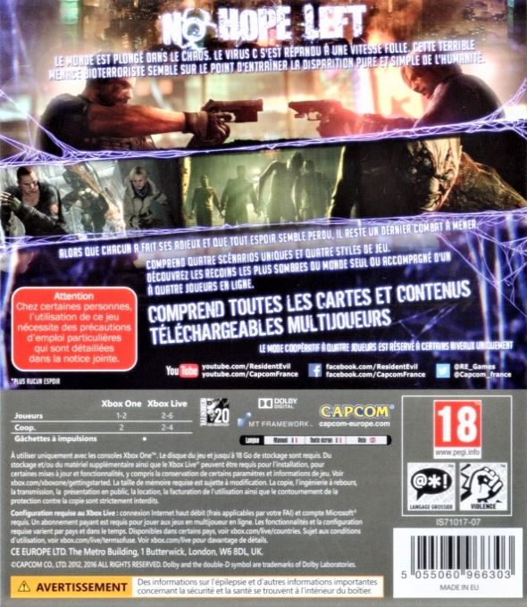 Resident Evil 6 — box-2D-back (EU)