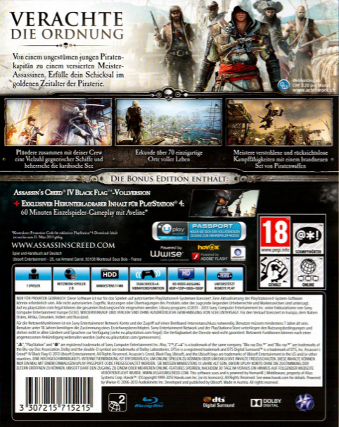 Assassin's Creed IV: Black Flag — box-2D-back (DE)