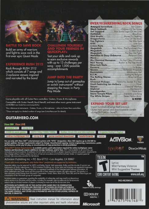 Guitar Hero - Warriors of Rock — box-2D-back (US)