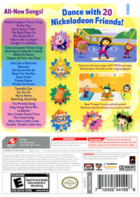 Nickelodeon Dance 2 — box-2D-back (US)