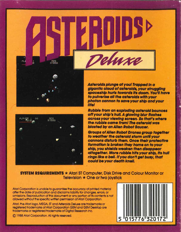 Asteroids Deluxe — box-2D-back (EU)