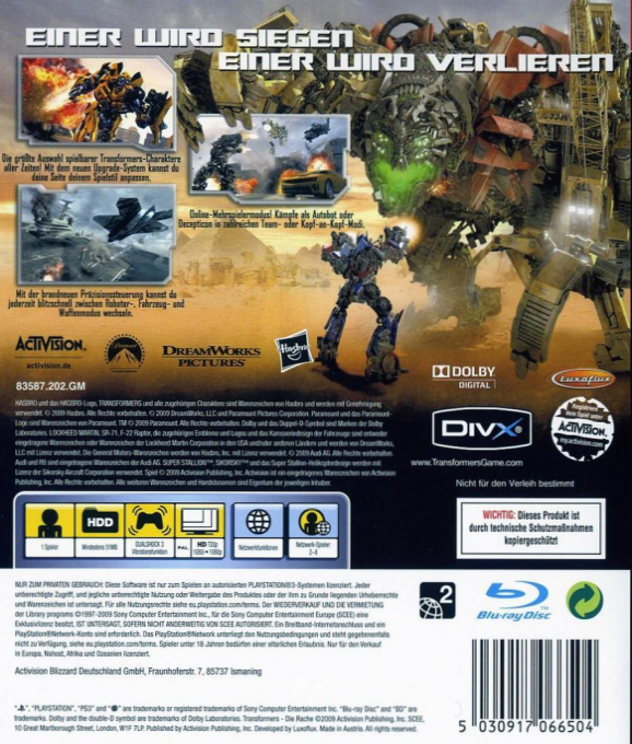 Transformers - La Revanche — box-2D-back (DE)