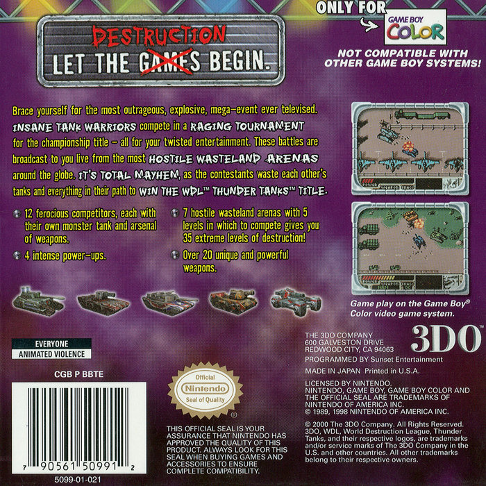 WDL - World Destruction League - Thunder Tanks — box-2D-back (US)