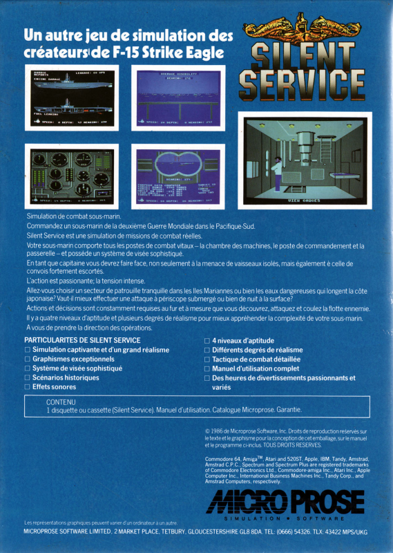 Silent Service — box-2D-back (FR)