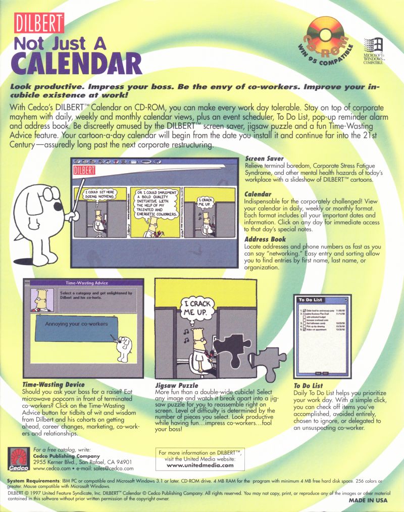 Dilbert: Not Just A Calendar — box-2D-back (US)