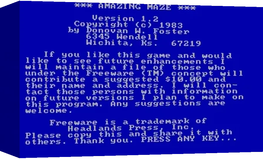 Amazing Maze — box-3D (WOR)