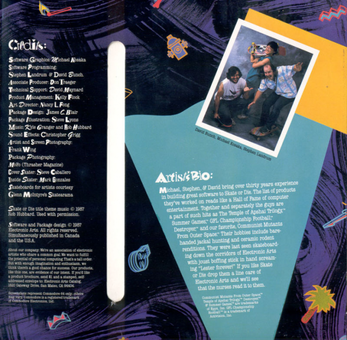 Skate Or Die — box-2D-back (US)