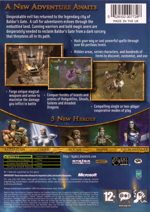 Baldur's Gate - Dark Alliance II — box-2D-back (EU)