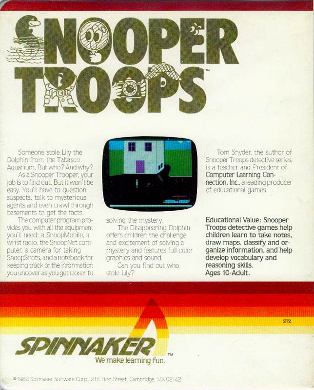 Snooper Troops - Case #2 - The Case of the Disappearing Dolphin — box-2D-back (US)