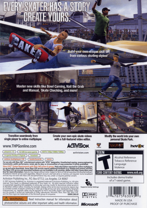 Tony Hawk's Proving Ground — box-2D-back (US)