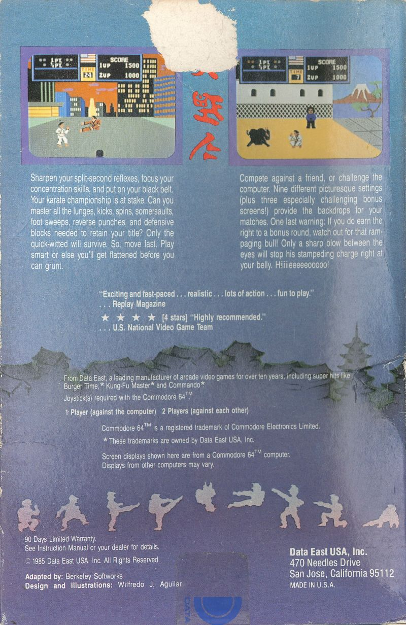 Karate Champ — box-2D-back (US)