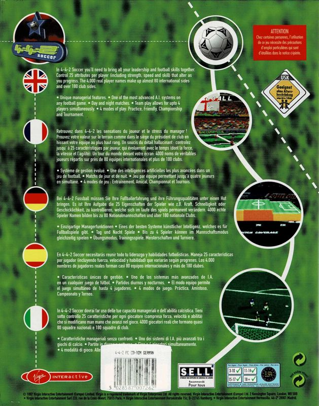 4-4-2 Soccer — box-2D-back (EU)