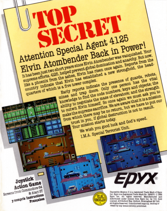 Impossible Mission 2 — box-2D-back (EU)