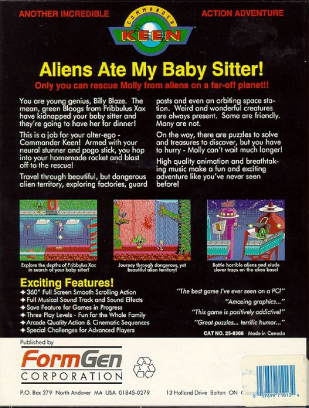 Commander Keen 6 - Aliens Ate My Babysitter — box-2D-back (US)