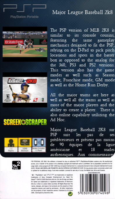 Major League Baseball 2K8 — box-2D-back (SS)