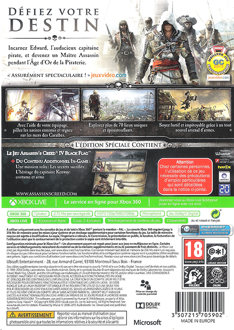 Assassin's Creed 4 - Black Flag — box-2D-back (FR)