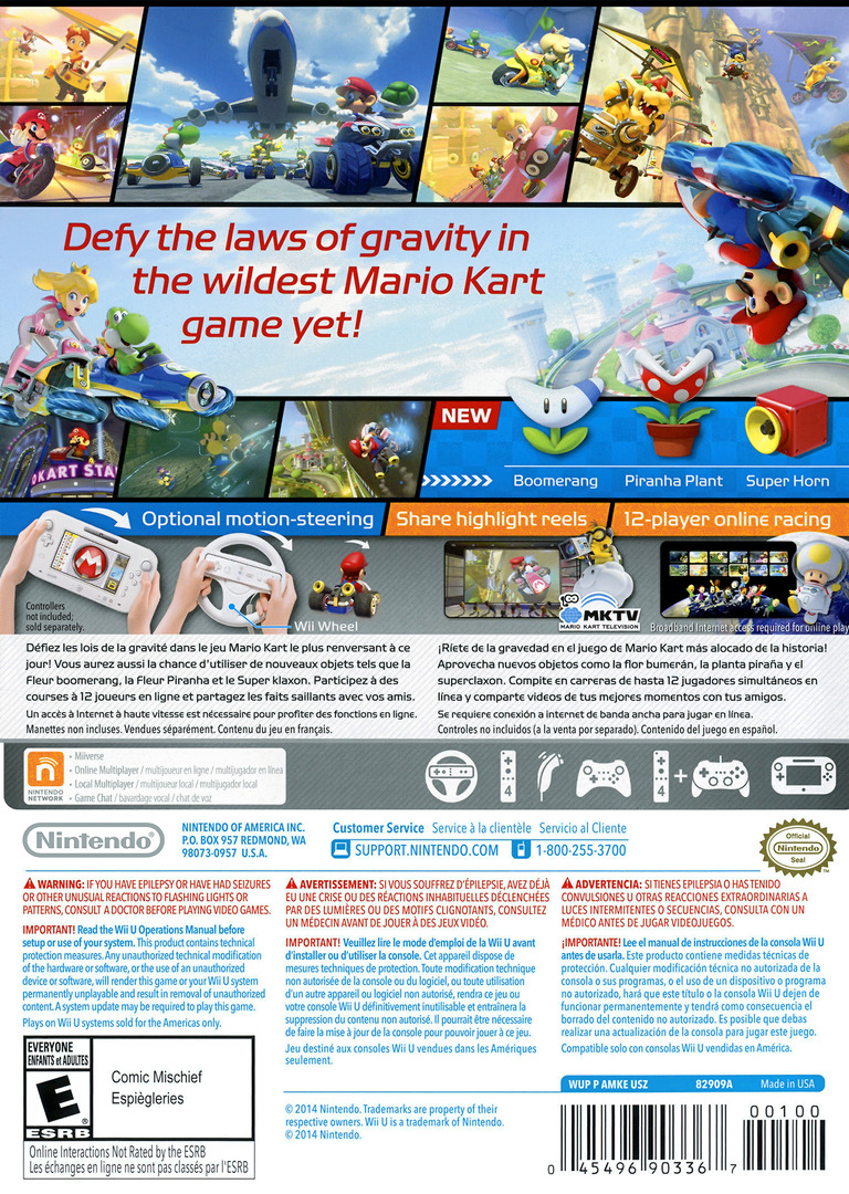 Mario Kart 8 — box-2D-back (US)