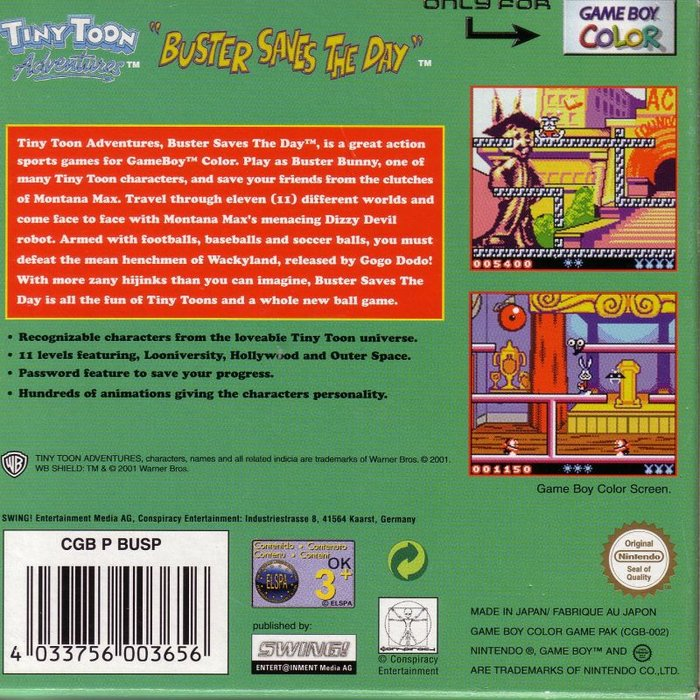 Tiny Toon Adventures - Buster Saves the Day — box-2D-back (EU)