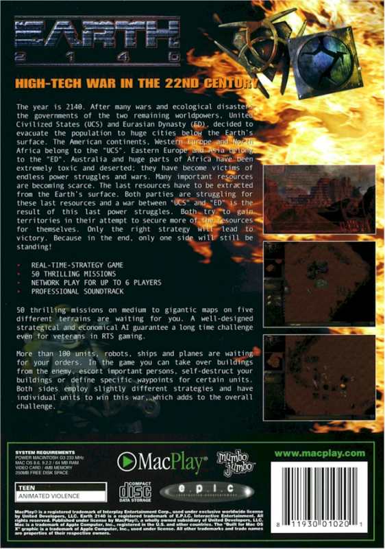 Earth 2140 — box-2D-back (US)