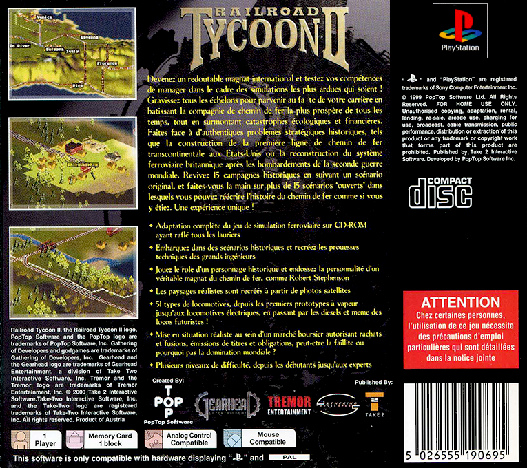 Railroad Tycoon II — box-2D-back (FR)
